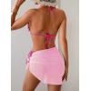 imageB2prity Womens Bikini Sets 3 Piece Swimsuit Halter Triangle Mesh Sarong Wraps Bathing Suit with CoverupsPink