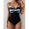imageB2prity Womens One Piece Swimsuits Tummy Control Front Cross Bathing Suits Tie Back Slimming V Neck SwimwearTiedye