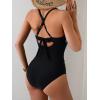 imageB2prity Womens One Piece Swimsuits Tummy Control Front Cross Bathing Suits Tie Back Slimming V Neck SwimwearTiedye