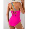 imageB2prity Womens One Piece Swimsuits Tummy Control Front Cross Bathing Suits Tie Back Slimming V Neck SwimwearYellow  Blue  Pink