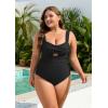 imageB2prity Womens Plus Size One Piece Swimsuit Tummy Control Bathing Suit Push Up Ruched Swim Suit Tie Back Cutout SwimwearBlack