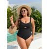 imageB2prity Womens Plus Size One Piece Swimsuit Tummy Control Bathing Suit Push Up Ruched Swim Suit Tie Back Cutout SwimwearBlack