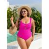 imageB2prity Womens Plus Size One Piece Swimsuit Tummy Control Bathing Suit Push Up Ruched Swim Suit Tie Back Cutout SwimwearHot Pink