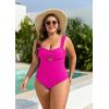 imageB2prity Womens Plus Size One Piece Swimsuit Tummy Control Bathing Suit Push Up Ruched Swim Suit Tie Back Cutout SwimwearHot Pink
