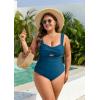 imageB2prity Womens Plus Size One Piece Swimsuit Tummy Control Bathing Suit Push Up Ruched Swim Suit Tie Back Cutout SwimwearPeacock Blue