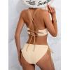imageB2prity Womens Sexy Bikini Set Color Block Lace Up 2 Piece Bathing Suit Tie Side SwimsuitBeige