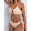 imageB2prity Womens Sexy Bikini Set Color Block Lace Up 2 Piece Bathing Suit Tie Side SwimsuitBeige
