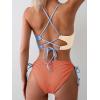 imageB2prity Womens Sexy Bikini Set Color Block Lace Up 2 Piece Bathing Suit Tie Side SwimsuitColor Block 10