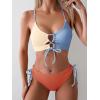 imageB2prity Womens Sexy Bikini Set Color Block Lace Up 2 Piece Bathing Suit Tie Side SwimsuitColor Block 10