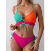 imageB2prity Womens Sexy Bikini Set Color Block Lace Up 2 Piece Bathing Suit Tie Side SwimsuitColor Block 16