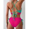 imageB2prity Womens Sexy Bikini Set Color Block Lace Up 2 Piece Bathing Suit Tie Side SwimsuitColor Block 16