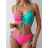 imageB2prity Womens Sexy Bikini Set Color Block Lace Up 2 Piece Bathing Suit Tie Side SwimsuitColor Block 24