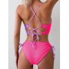 imageB2prity Womens Sexy Bikini Set Color Block Lace Up 2 Piece Bathing Suit Tie Side SwimsuitColor Block 26
