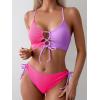 imageB2prity Womens Sexy Bikini Set Color Block Lace Up 2 Piece Bathing Suit Tie Side SwimsuitColor Block 26