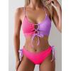 imageB2prity Womens Sexy Bikini Set Color Block Lace Up 2 Piece Bathing Suit Tie Side SwimsuitColor Block 26