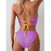 imageB2prity Womens Sexy Bikini Set Color Block Lace Up 2 Piece Bathing Suit Tie Side SwimsuitColor Block 27