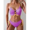 imageB2prity Womens Sexy Bikini Set Color Block Lace Up 2 Piece Bathing Suit Tie Side SwimsuitColor Block 27