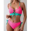 imageB2prity Womens Sexy Bikini Set Color Block Lace Up 2 Piece Bathing Suit Tie Side SwimsuitColor Block 32