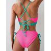 imageB2prity Womens Sexy Bikini Set Color Block Lace Up 2 Piece Bathing Suit Tie Side SwimsuitColor Block 32
