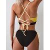 imageB2prity Womens Sexy Bikini Set Color Block Lace Up 2 Piece Bathing Suit Tie Side SwimsuitColor Block 33