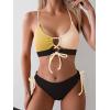 imageB2prity Womens Sexy Bikini Set Color Block Lace Up 2 Piece Bathing Suit Tie Side SwimsuitColor Block 33