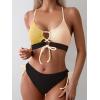 imageB2prity Womens Sexy Bikini Set Color Block Lace Up 2 Piece Bathing Suit Tie Side SwimsuitColor Block 33