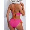 imageB2prity Womens Sexy Bikini Set Color Block Lace Up 2 Piece Bathing Suit Tie Side SwimsuitHot Pink
