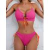 imageB2prity Womens Sexy Bikini Set Color Block Lace Up 2 Piece Bathing Suit Tie Side SwimsuitHot Pink