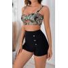 imageB2prity Womens Two Piece Swimsuit Ladies Bathing Suit Vintage Swimwear Bikini Set with Bottom BrazilianBlack green yellow