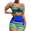 imageB2prity Womens Two Piece Swimsuit Ladies Bathing Suit Vintage Swimwear Bikini Set with Bottom BrazilianBlue