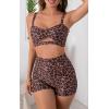 imageB2prity Womens Two Piece Swimsuit Ladies Bathing Suit Vintage Swimwear Bikini Set with Bottom BrazilianLeopard