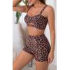 imageB2prity Womens Two Piece Swimsuit Ladies Bathing Suit Vintage Swimwear Bikini Set with Bottom BrazilianLeopard