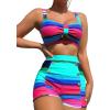 imageB2prity Womens Two Piece Swimsuit Ladies Bathing Suit Vintage Swimwear Bikini Set with Bottom BrazilianSky Blue