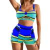 imageB2prity Womens Two Piece Swimsuit Ladies Bathing Suit Vintage Swimwear Bikini Set with Bottom BrazilianBlue