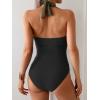 imageB2prity One Piece Swimsuit for Women Tummy Control Halter Bathing Suit V Neck Push Up Swim Suit Ruched SwimwearArmy Green  Black