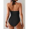 imageB2prity One Piece Swimsuit for Women Tummy Control Halter Bathing Suit V Neck Push Up Swim Suit Ruched SwimwearBlack