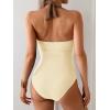 imageB2prity One Piece Swimsuit for Women Tummy Control Halter Bathing Suit V Neck Push Up Swim Suit Ruched SwimwearBrown  Beige