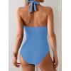 imageB2prity One Piece Swimsuit for Women Tummy Control Halter Bathing Suit V Neck Push Up Swim Suit Ruched SwimwearLight Blue