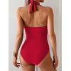 imageB2prity One Piece Swimsuit for Women Tummy Control Halter Bathing Suit V Neck Push Up Swim Suit Ruched SwimwearRed