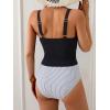 imageB2prity Womens Athletic Tankini Swimsuits Two Piece Adjustable ButtonUp Bathing Suit Full Coverage High Waisted SwimwearBlack  Stripe