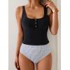imageB2prity Womens Athletic Tankini Swimsuits Two Piece Adjustable ButtonUp Bathing Suit Full Coverage High Waisted SwimwearBlack  Stripe