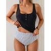 imageB2prity Womens Athletic Tankini Swimsuits Two Piece Adjustable ButtonUp Bathing Suit Full Coverage High Waisted SwimwearBlack  Stripe