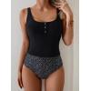 imageB2prity Womens Athletic Tankini Swimsuits Two Piece Adjustable ButtonUp Bathing Suit Full Coverage High Waisted SwimwearBlack  White Spots