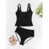 imageB2prity Womens Athletic Tankini Swimsuits Two Piece Adjustable ButtonUp Bathing Suit Full Coverage High Waisted SwimwearBlack