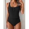 imageB2prity Womens Athletic Tankini Swimsuits Two Piece Adjustable ButtonUp Bathing Suit Full Coverage High Waisted SwimwearBlack