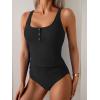 imageB2prity Womens Athletic Tankini Swimsuits Two Piece Adjustable ButtonUp Bathing Suit Full Coverage High Waisted SwimwearBlack