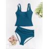 imageB2prity Womens Athletic Tankini Swimsuits Two Piece Adjustable ButtonUp Bathing Suit Full Coverage High Waisted SwimwearBlue