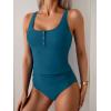 imageB2prity Womens Athletic Tankini Swimsuits Two Piece Adjustable ButtonUp Bathing Suit Full Coverage High Waisted SwimwearBlue