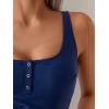 imageB2prity Womens Athletic Tankini Swimsuits Two Piece Adjustable ButtonUp Bathing Suit Full Coverage High Waisted SwimwearBlue Strips