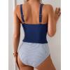 imageB2prity Womens Athletic Tankini Swimsuits Two Piece Adjustable ButtonUp Bathing Suit Full Coverage High Waisted SwimwearBlue Strips